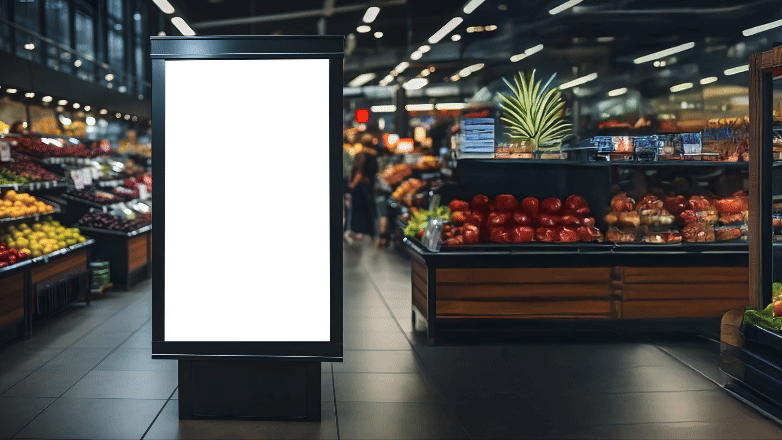 Painel digital em supermercado