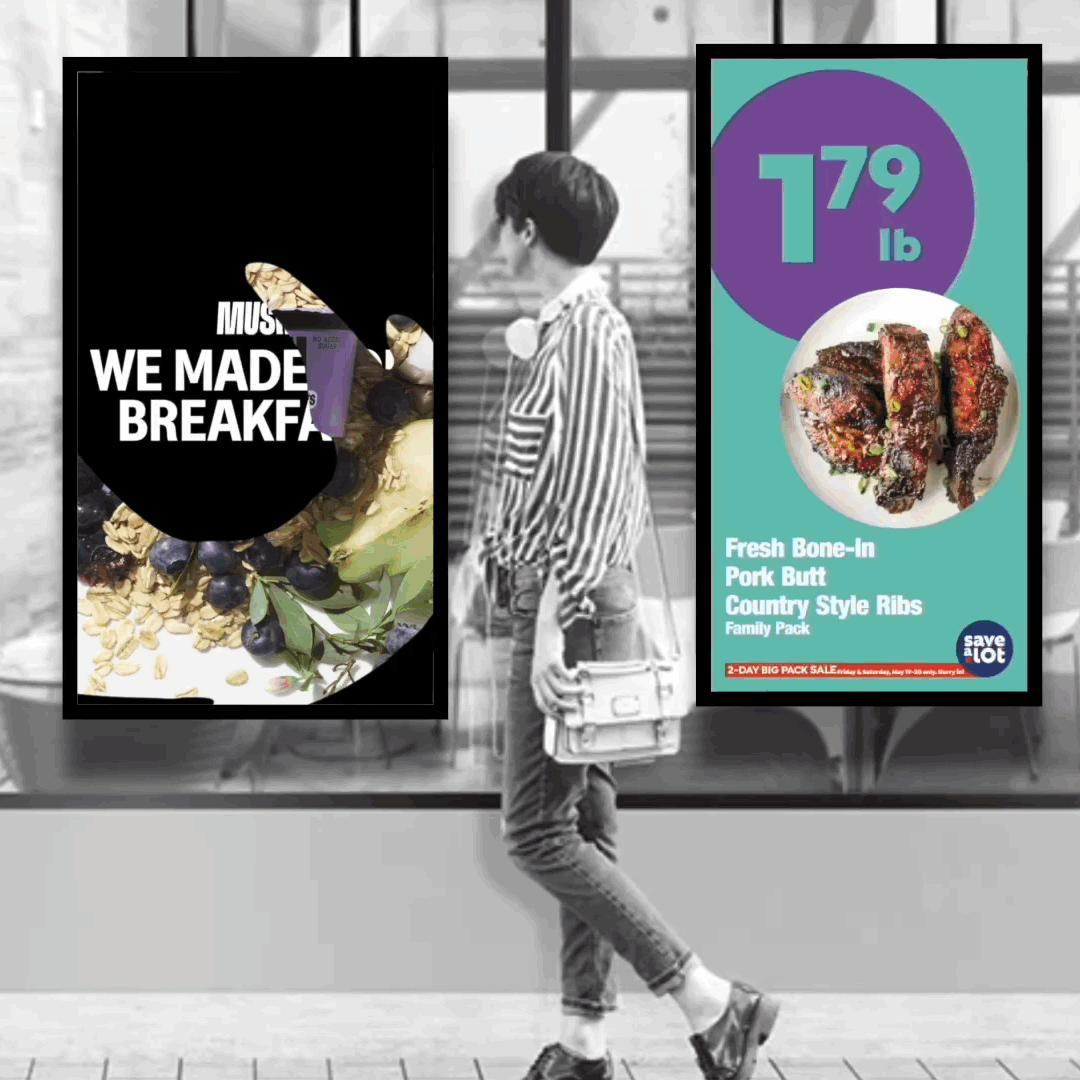 Painéis digitais em ambiente de varejo